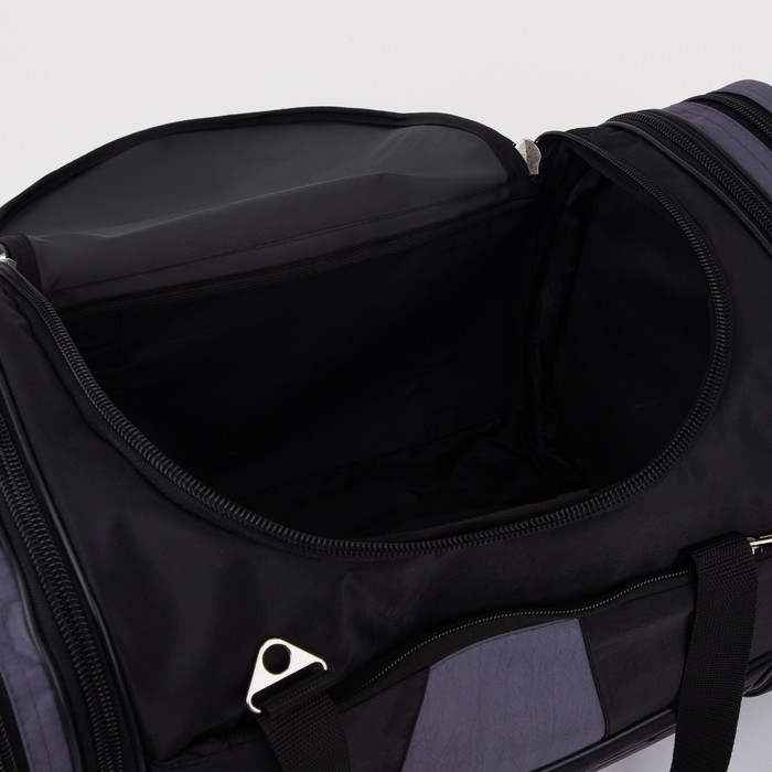 Сумка дорожная на молнии, с увеличением, 3 наружных кармана, длинный ремень, цвет чёрный/серый Сумка дорожная на молнии, с увеличением, 3 наружных кармана, длинный ремень, цвет чёрный/серый