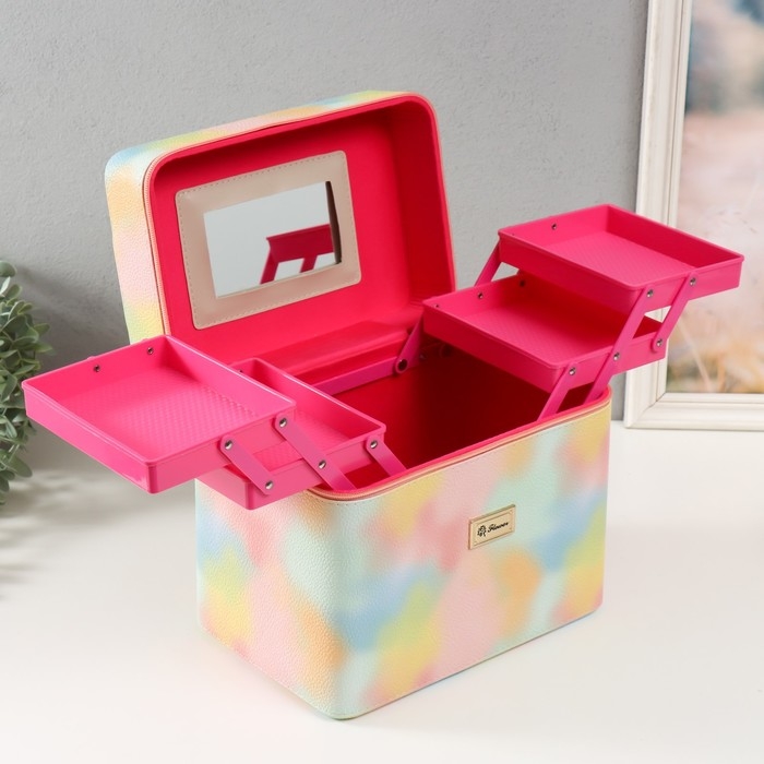 Шкатулка кожзам с зеркалом Шкатулка кожзам с зеркалом "Этажи. Рассвет" 27х18х24 см