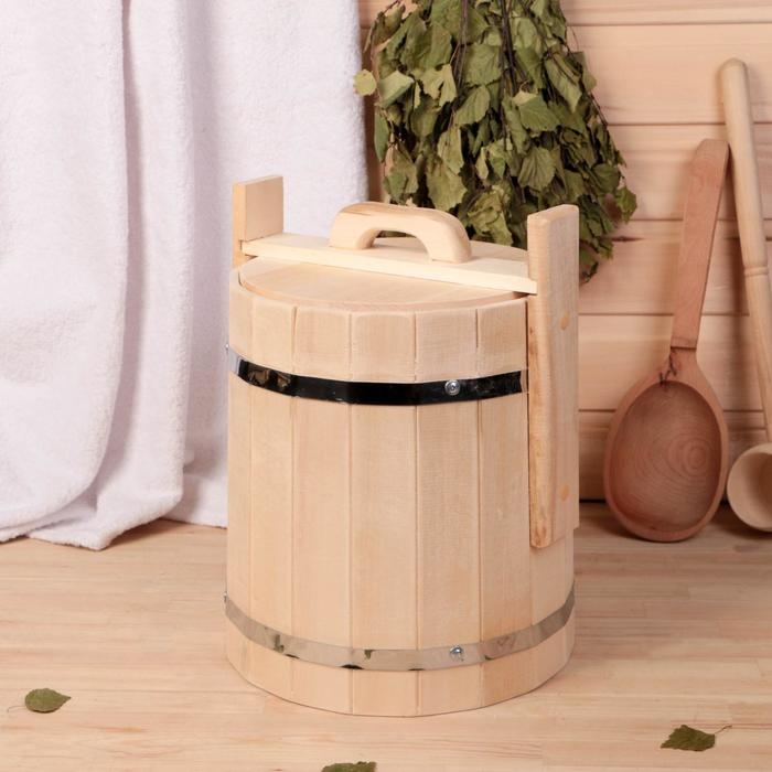 Кадка-бочка для засолки из липы, 10 л, нержавеющий обруч, с крышкой, Кадка-бочка для засолки из липы, 10 л, нержавеющий обруч, с крышкой, "Добропаровъ"