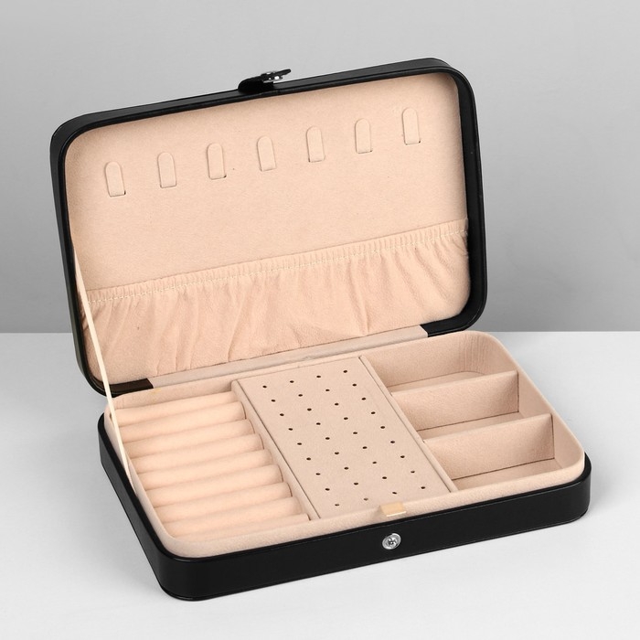 Органайзер для украшений &laquo;Шкатулка портативная&raquo;, 8 полос, 4 места, 14&times;21&times;4,5 см ,цвет чёрный