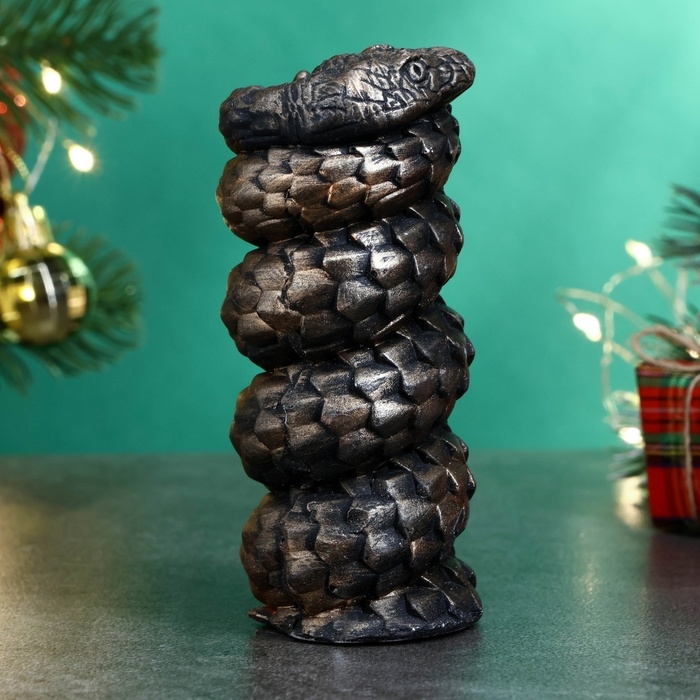 Новый год. Символ 2025. Фигура Новый год. Символ 2025. Фигура "Змея витая" черная с позолотой, 10х5см