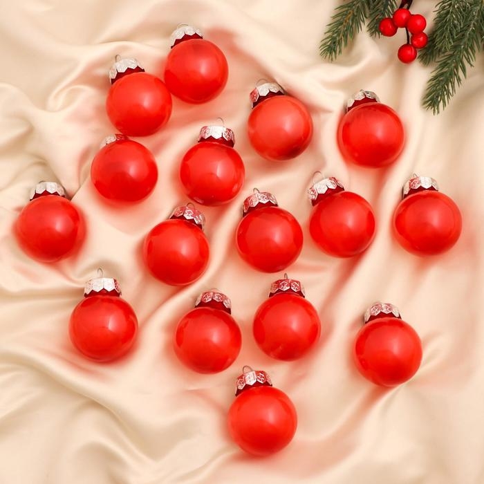 Набор шаров пластик d-5 см, 16 шт Набор шаров пластик d-5 см, 16 шт "Фелиция ассорти" красный