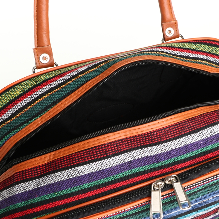 Сумка дорожная женская, 2 отдела на молниях, длинный ремень, цвет разноцветный Сумка дорожная женская, 2 отдела на молниях, длинный ремень, цвет разноцветный