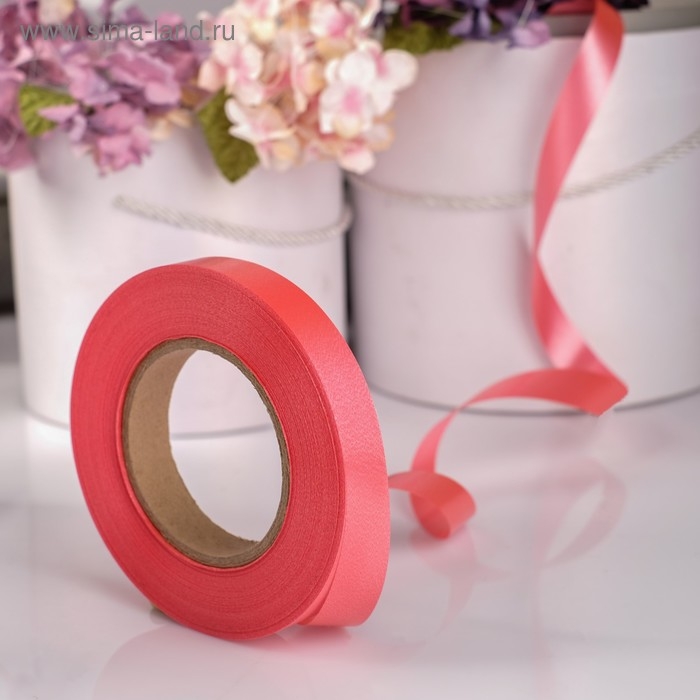 Лента для декора и подарков, красный, 2 см х 100 м Лента для декора и подарков, красный, 2 см х 100 м