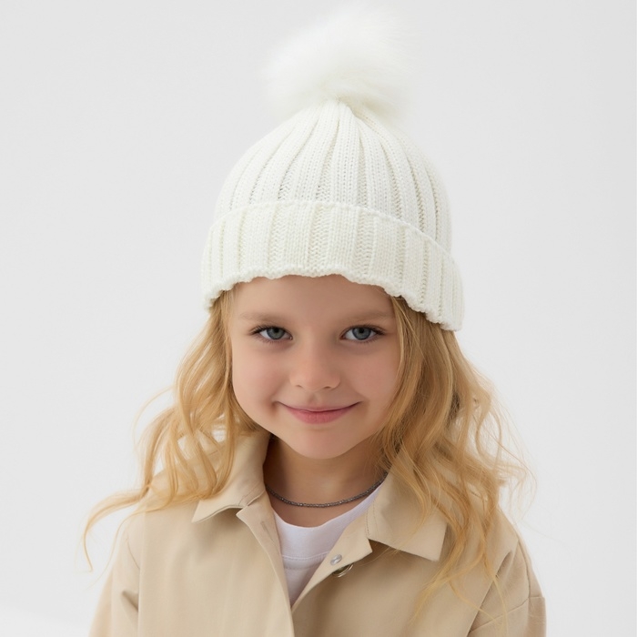 Шапка для девочки MINAKU Шапка для девочки MINAKU "Блестящая", р-р 50-52, цв. экрю