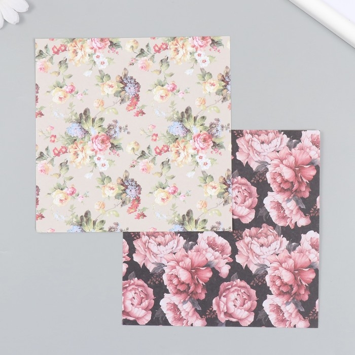 Набор бумаги для скрапбукинга 12 листов 12 дизайнов Набор бумаги для скрапбукинга 12 листов 12 дизайнов "Летнее цветение" 160 гр 15,2х15,2 см