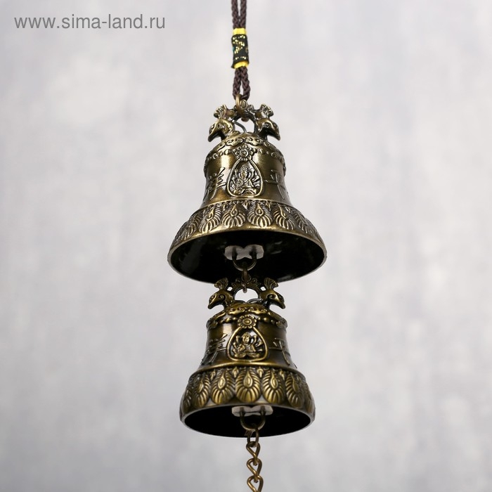 Колокольчик металл  Колокольчик металл "Феникс и будда" 2 колокольчика d=5 и d=4,2 см 29х5х5 см