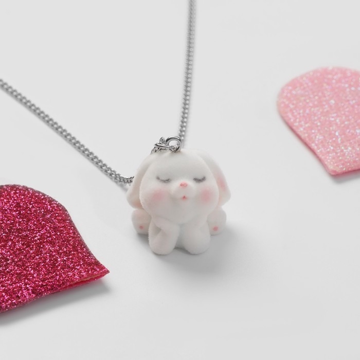 Кулон детский «Выбражулька» зайчик, цвет белый в серебре Кулон детский «Выбражулька» зайчик, цвет белый в серебре