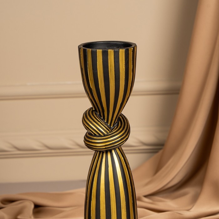 Подсвечник для одной свечи «Узел», цвет черно-золотой 29,5 х 7,5 х 7,5 см