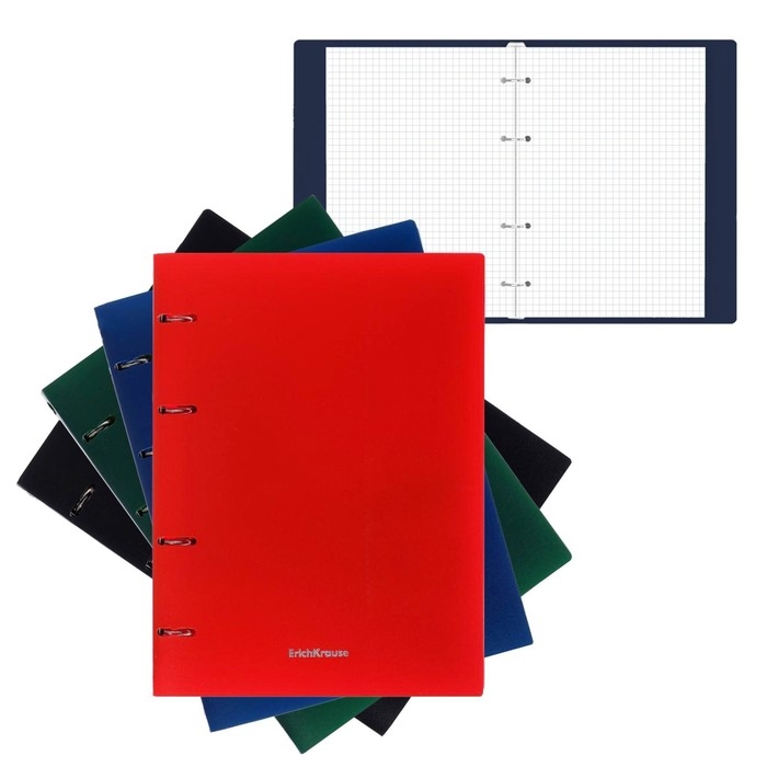 Тетрадь на кольцах, 80 листов в клетку, ErichKrause Classic, пластиковая обложка, блок офсет 100% белизна, МИКС Тетрадь на кольцах, 80 листов в клетку, ErichKrause Classic, пластиковая обложка, блок офсет 100% белизна, МИКС