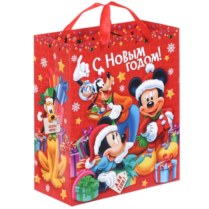 Новый год. Пакет подарочный, 23х27х8 см, упаковка, Микки Маус Новый год. Пакет подарочный, 23х27х8 см, упаковка, Микки Маус