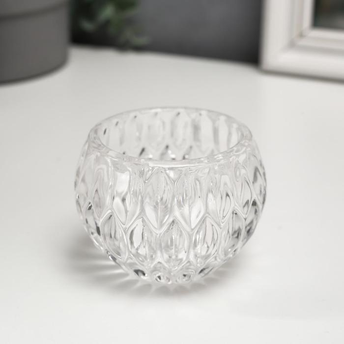 Подсвечник стекло Подсвечник стекло "Ромбы" 7х7х6,5 см