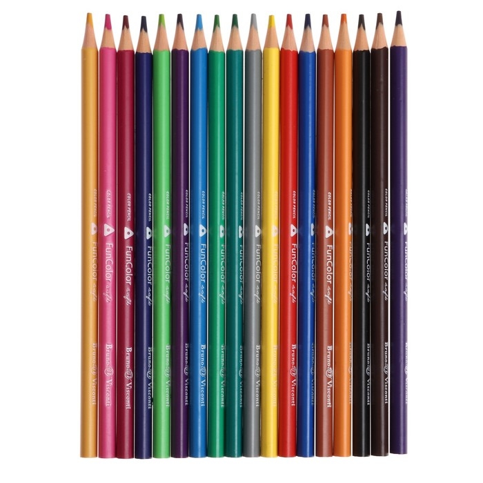 Карандаши 18 цветов BrunoVisconti. FunColor, пластиковые, трёхгранные, МИКС Карандаши 18 цветов BrunoVisconti. FunColor, пластиковые, трёхгранные, МИКС