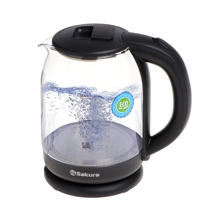 Чайник электрический Sakura SA-2709SPBK, стекло, 1.8 л, 1800 Вт, чёрный Чайник электрический Sakura SA-2709SPBK, стекло, 1.8 л, 1800 Вт, чёрный