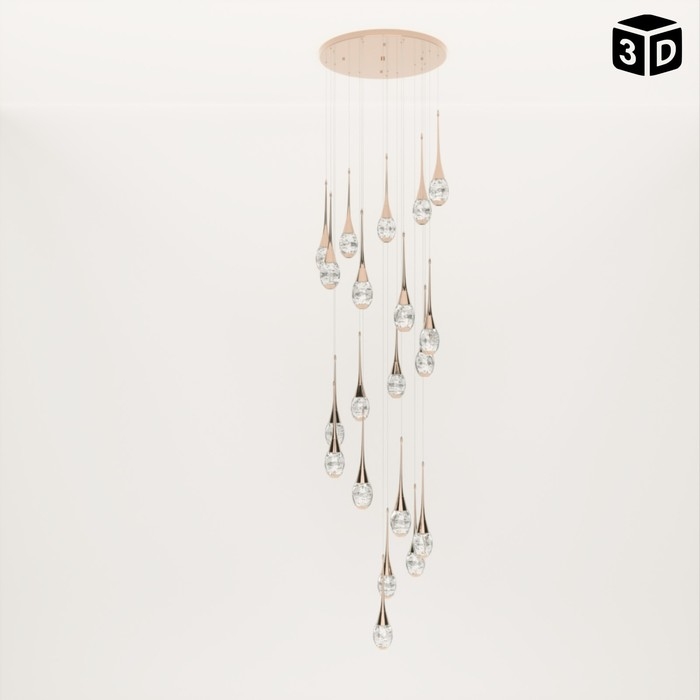 Светильник-каскад Светильник-каскад "Беллис" 20хLED 60Вт 3000K золото 50х50х250см BayerLux