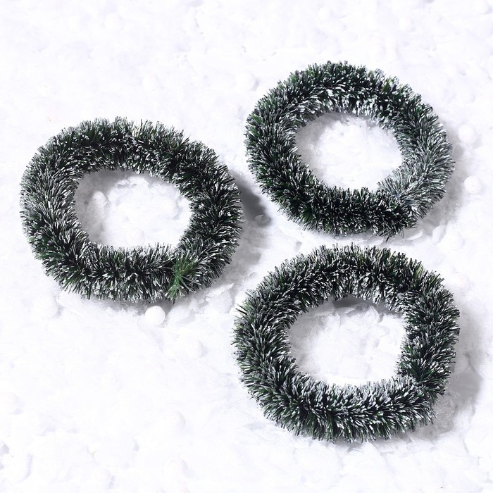 Декор «Новогодний венок», набор 3 шт., размер 1 шт. — 6,5 см, цвет тёмно-зелёный Декор «Новогодний венок», набор 3 шт., размер 1 шт. — 6,5 см, цвет тёмно-зелёный