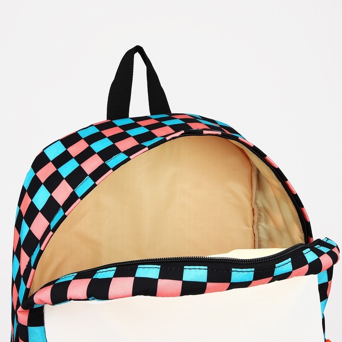 Рюкзак школьный из текстиля, 3 кармана, цвет белый/розовый Рюкзак школьный из текстиля, 3 кармана, цвет белый/розовый