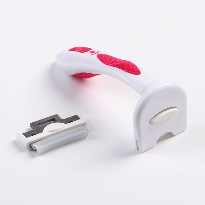 Дешеддер малый со съёмным лезвием, 15 х 6,2 см, бело-розовый Дешеддер малый со съёмным лезвием, 15 х 6,2 см, бело-розовый