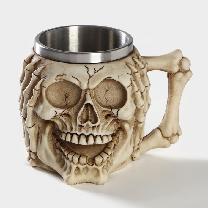 Кружка из нержавеющей стали «Череп. Хэллоуин», 400 мл, цвет бежевый Кружка из нержавеющей стали «Череп. Хэллоуин», 400 мл, цвет бежевый