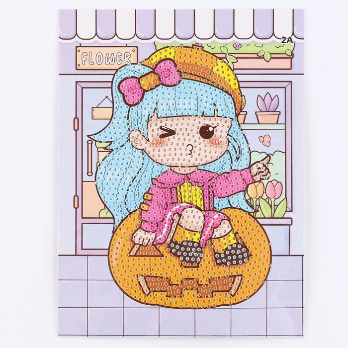 Алмазная вышивка «Момоэ» 13,7 × 18,3 см, картон, с частичным заполнением