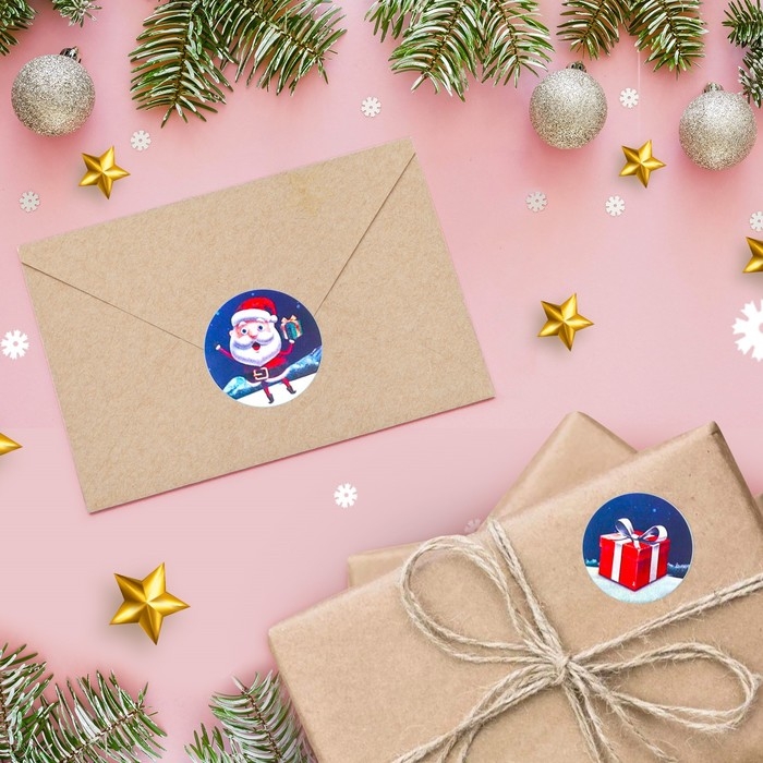 Новый год. Наклейки в рулоне "Подготовка к празднику", 500 шт, 2,5 х 2,5 см