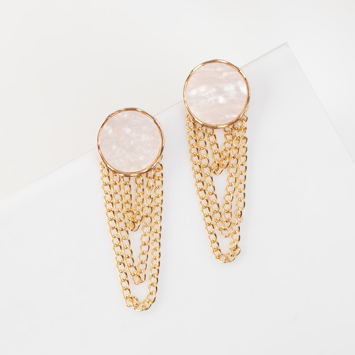 Серьги ассорти «Геометрия» круг с цепочкой, цвет золото Серьги ассорти «Геометрия» круг с цепочкой, цвет золото