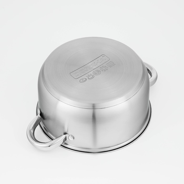 Кастрюля из нержавеющей стали Доляна «Гретте», 3,2 л, d=20 см, с крышкой, капсульное дно, индукция Кастрюля из нержавеющей стали Доляна «Гретте», 3,2 л, d=20 см, с крышкой, капсульное дно, индукция