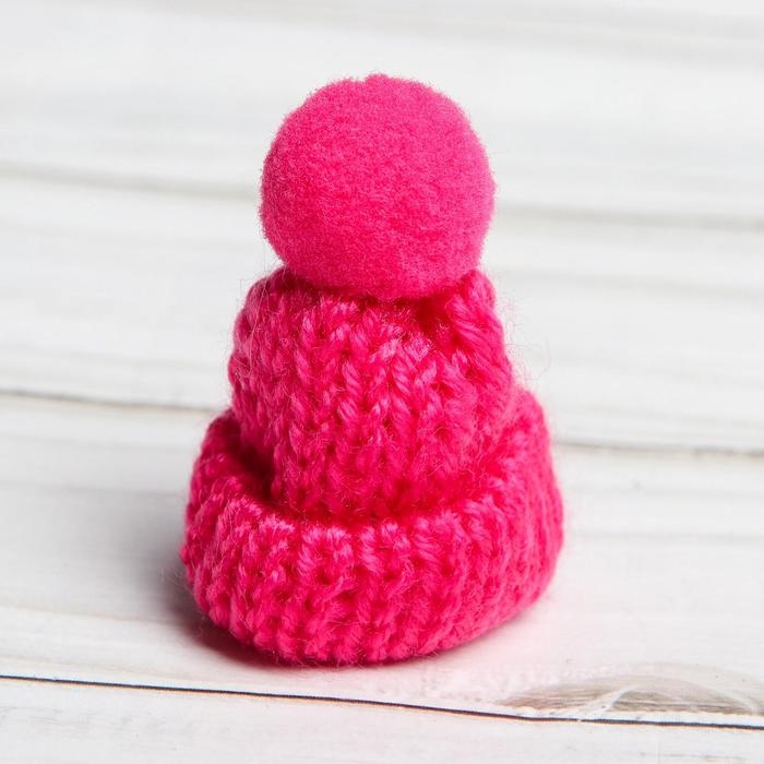 Шапка для игрушек вязаная с помпоном, набор 5 шт., цвет розовый Шапка для игрушек вязаная с помпоном, набор 5 шт., цвет розовый