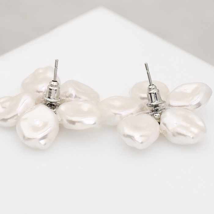 Серьги с жемчугом «Эксклюзив» цветок, цвет серебро Серьги с жемчугом «Эксклюзив» цветок, цвет серебро