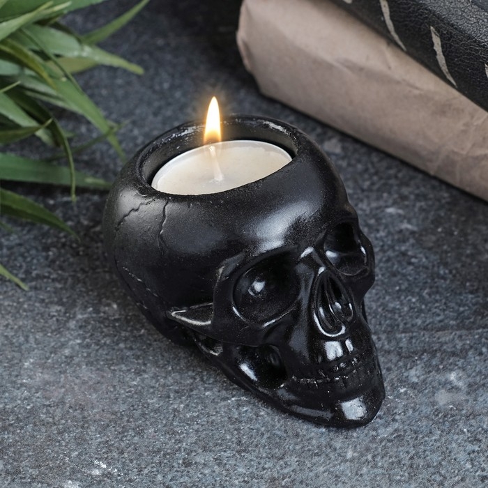Подсвечник Подсвечник "Череп" черный, 8см