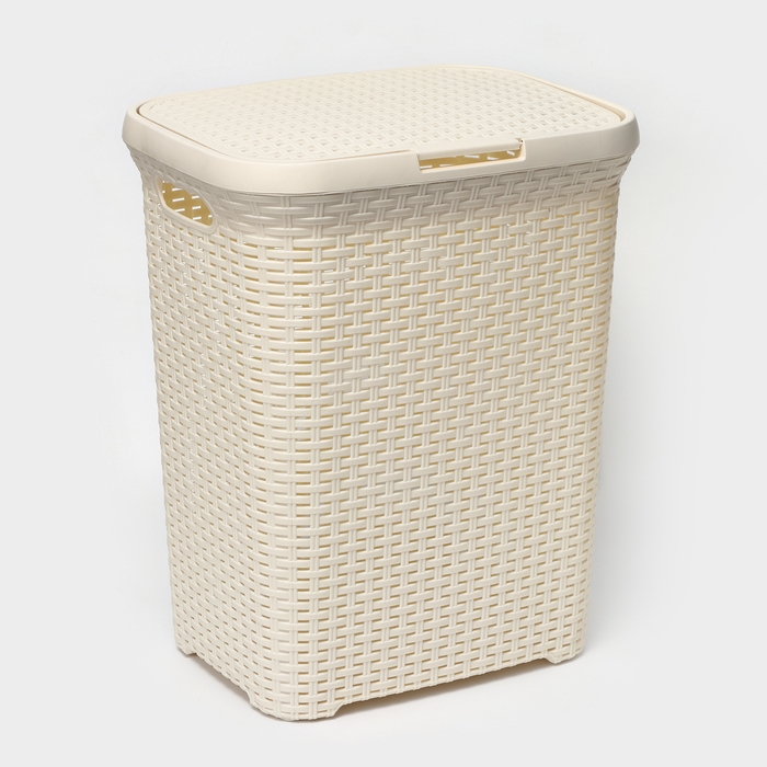Корзина бельевая с крышкой, 60 л, 34×44×56 см, цвет слоновая кость Корзина бельевая с крышкой, 60 л, 34×44×56 см, цвет слоновая кость