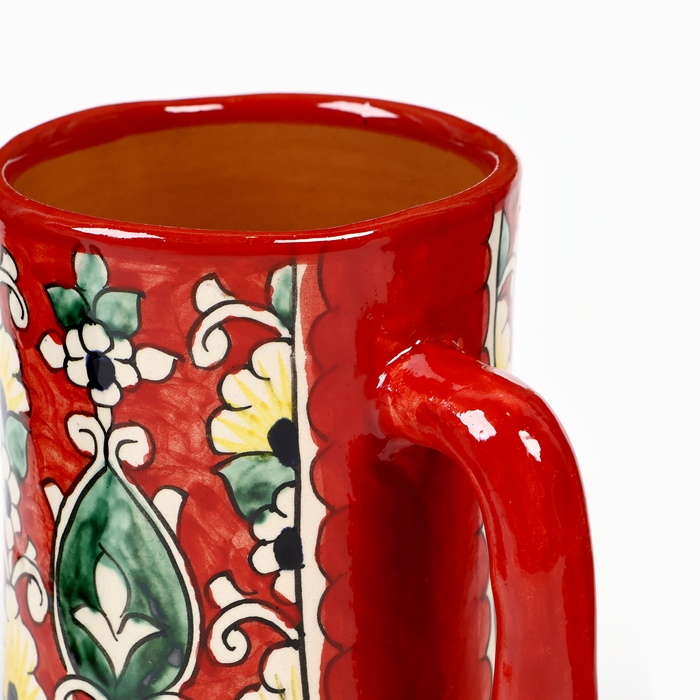 Кружка Риштанская Керамика Кружка Риштанская Керамика "Цветы" 500 мл, красная