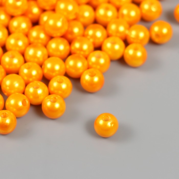 Набор бусин Набор бусин "Жемчуг" d 8 мм, 250 гр, оранжевый