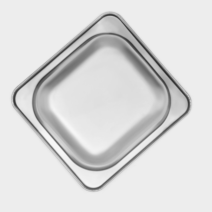 Гастроемкость 1/6 из нержавеющей стали, 100 мм, 17,6×16,2×10 см, толщина 0,8 мм