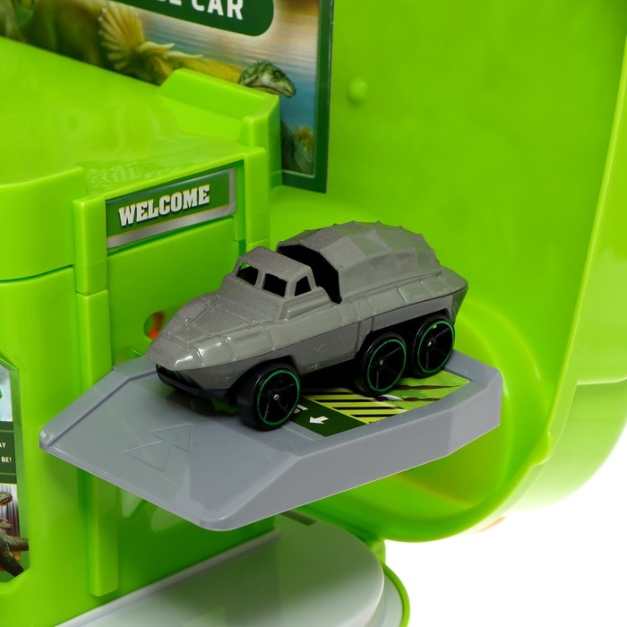 Парковка &laquo;Динозавр&raquo;, в рюкзаке, с вертолётной площадкой, 1 динозавр, 1 машина