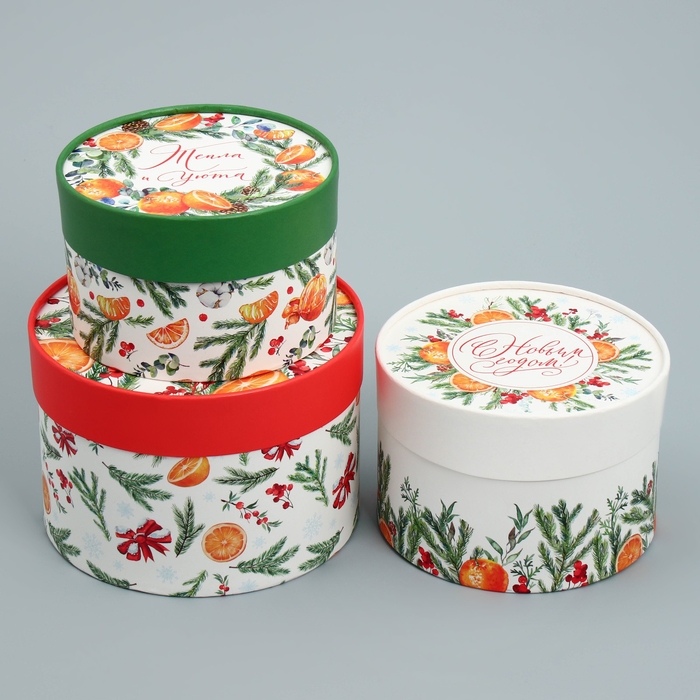 Набор шляпных коробок 3 в 1 «Акварельный», 16 х 10, 14 х 9, 13 х 8.5 см, Новый год Набор шляпных коробок 3 в 1 «Акварельный», 16 х 10, 14 х 9, 13 х 8.5 см, Новый год