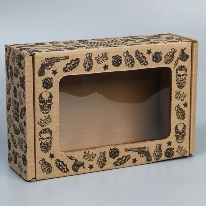 Коробка подарочная сборная с окном, упаковка, «Лучший из лучших», бурый, 24 х 8 х 16 см