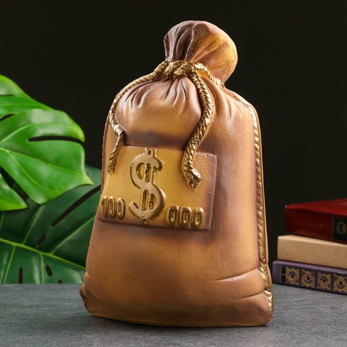 Копилка  Копилка "Мешок сто тысяч" коричневый, 14х20х32см