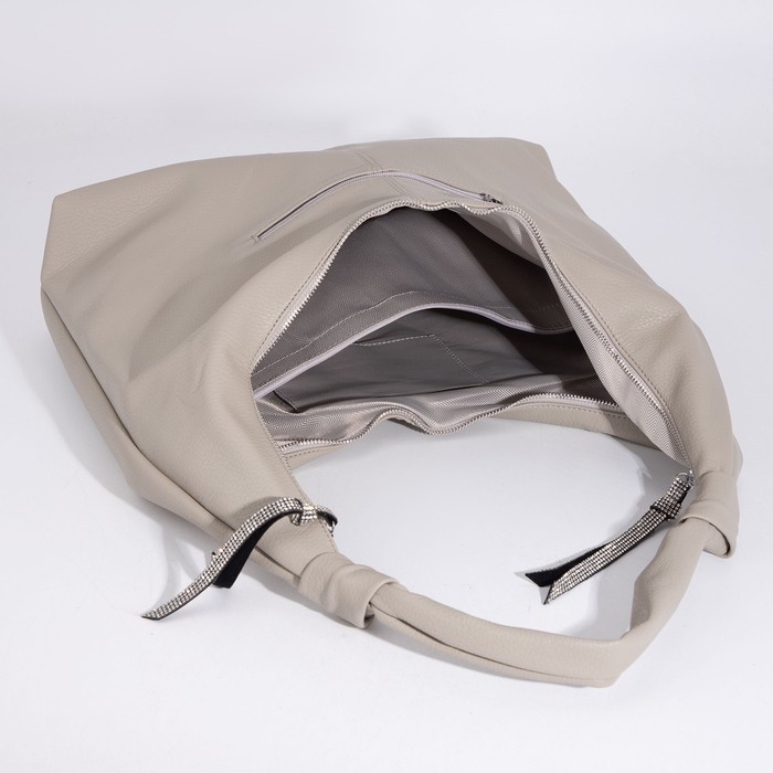 Сумка-хобо на молнии, цвет серый Сумка-хобо на молнии, цвет серый