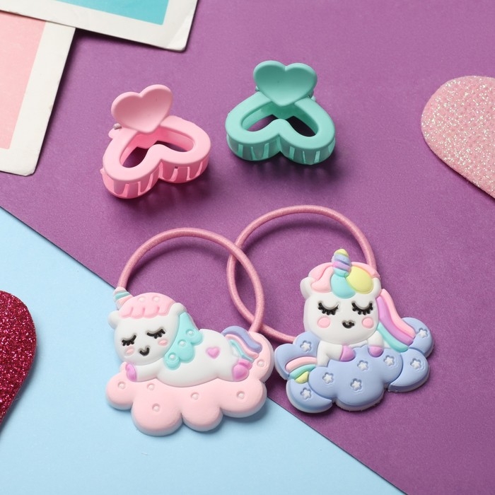 Набор для волос Набор для волос "Малышка" (4 резинки,2 краба) единорожки