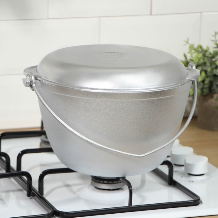 Казан походный, 4 л, крышка-сковорода, цвет серебряный Казан походный, 4 л, крышка-сковорода, цвет серебряный