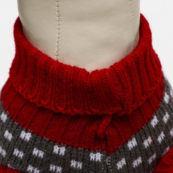 Свитер Свитер "Бегущие олени", S (ДС 23, ОШ 23, ОГ 26-45 см), бордовый