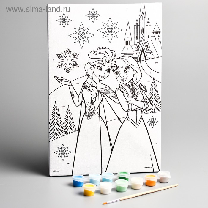 Картина по номерам для детей "Анна и Эльза" 20х30 см, Холодное сердце