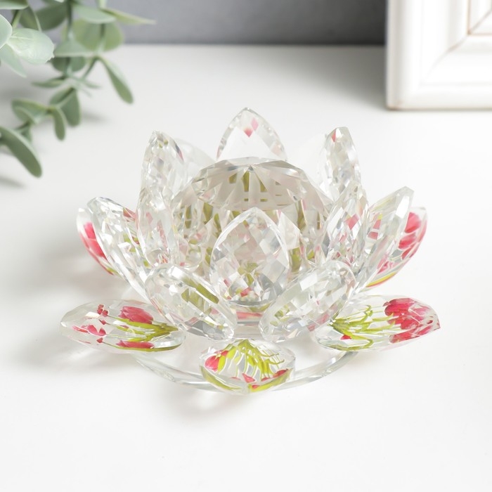 Сувенир стекло  Сувенир стекло "Лотос прозрачный, на лепестках тюльпаны" 7х13,5х13,5 см