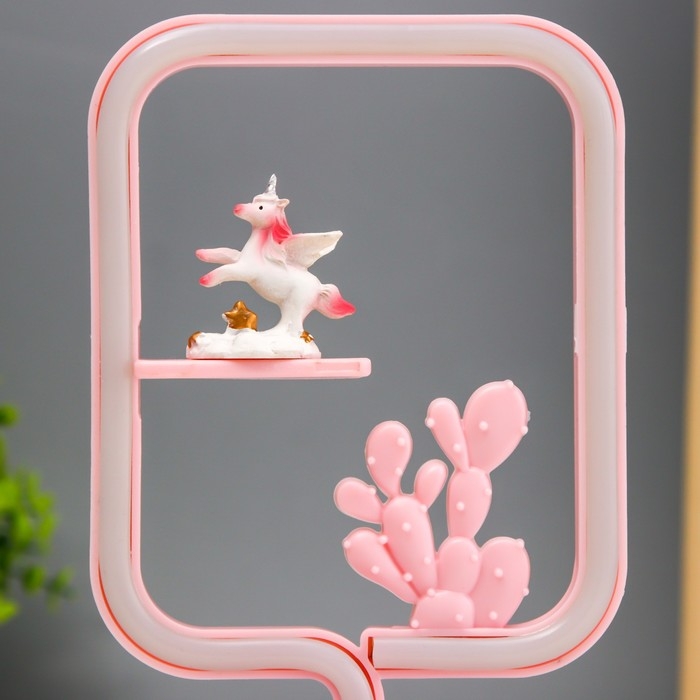 Ночник Ночник "Единорог" LED 4000К 2хАА розовый 20х8,5х8,5см RISALUX