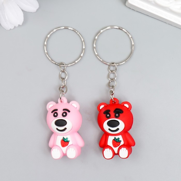 Брелок резина Брелок резина "Медвежонок с клубничкой на пузе" МИКС