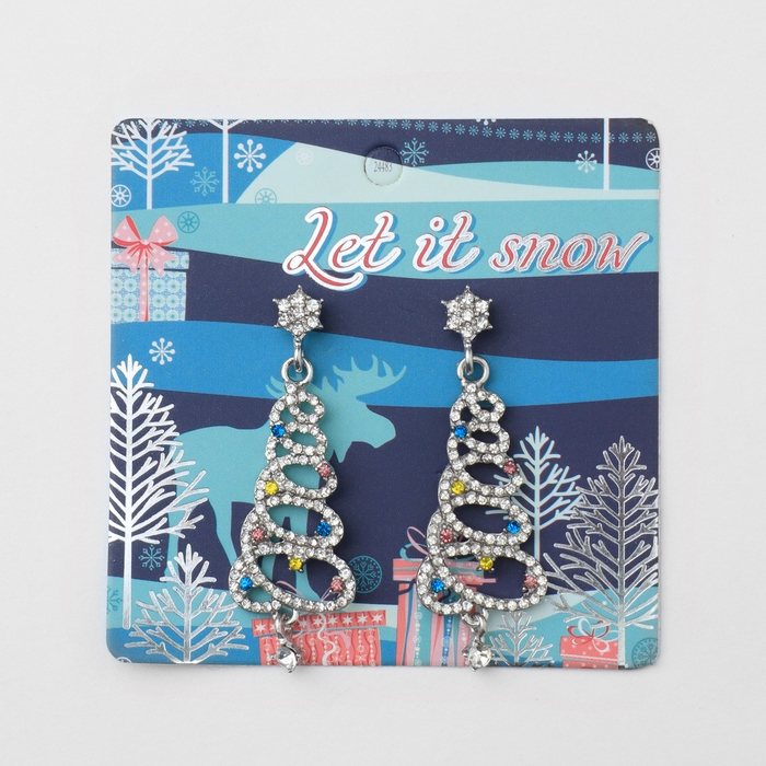 Новый год! Серьги «Новогодние» спираль- ёлочка, цветные в серебре Новый год! Серьги «Новогодние» спираль- ёлочка, цветные в серебре