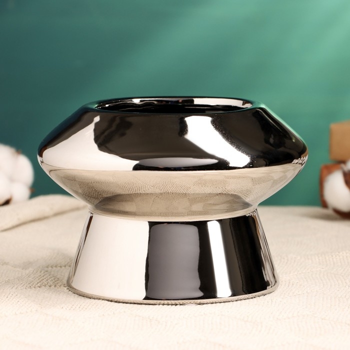 Кашпо - ваза  Кашпо - ваза "Лайтнес" серебро, 16х16х12см