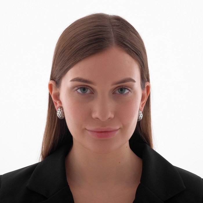 Клипсы «Грейс» лепестки, цвет чернёное серебро Клипсы «Грейс» лепестки, цвет чернёное серебро