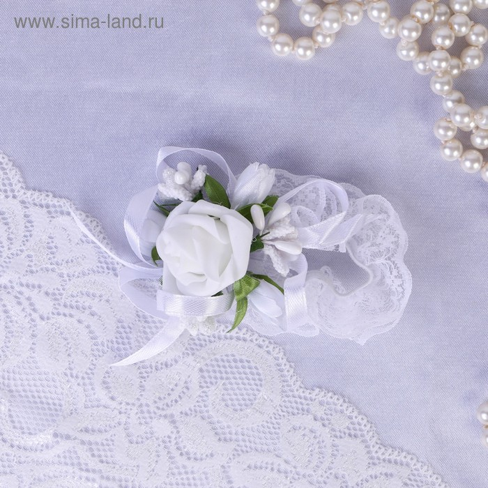 Повязка на руку для подружек невесты «Роза», на резинке, белая Повязка на руку для подружек невесты «Роза», на резинке, белая